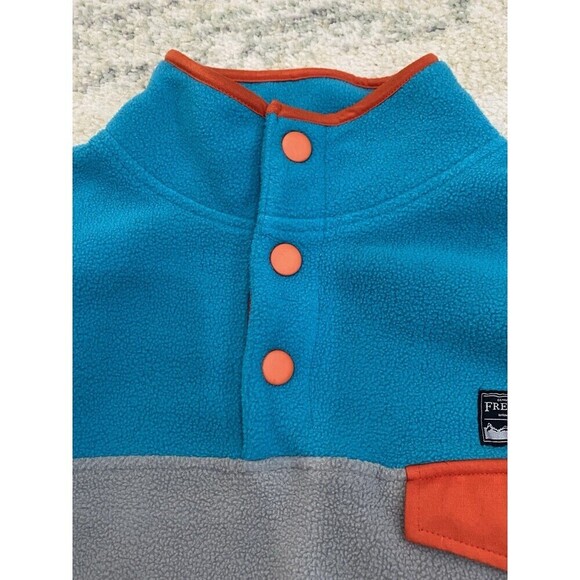 Free Nature NYC Sz L Mens Fleece Quarter 1/4 Snap Pullover Color Block Retro - Picture 4 of 9